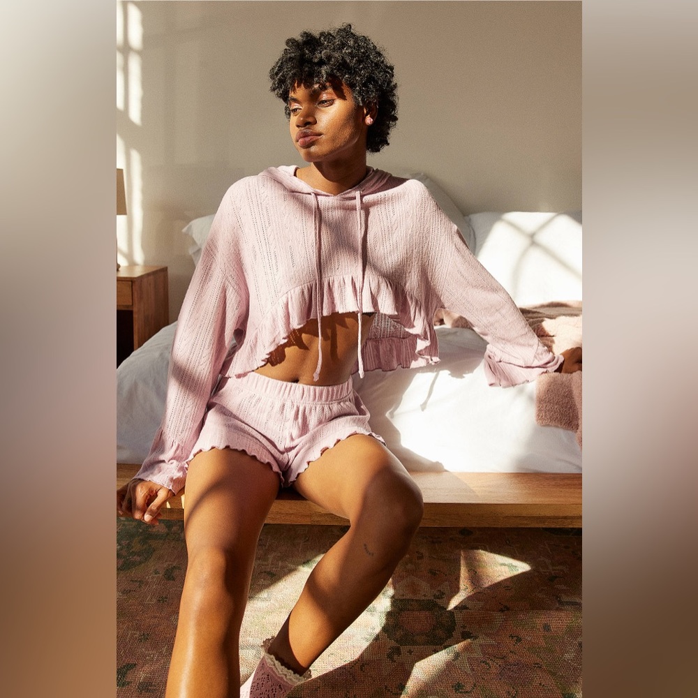 NWOT Urban Outfitters Out From Under Lavender Purple Lizzie Ruffle Hoodie Size S